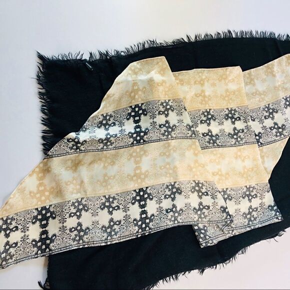 Set of (2)Scaves: Bossani Black Knit Scarf, Gray Tan Scarf - Picture 16 of 16